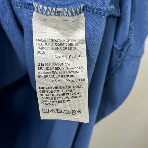 Chico's Blue Knee Length Twist Sleeve Stretch Dress Size 0 Small - Picture 8 of 8